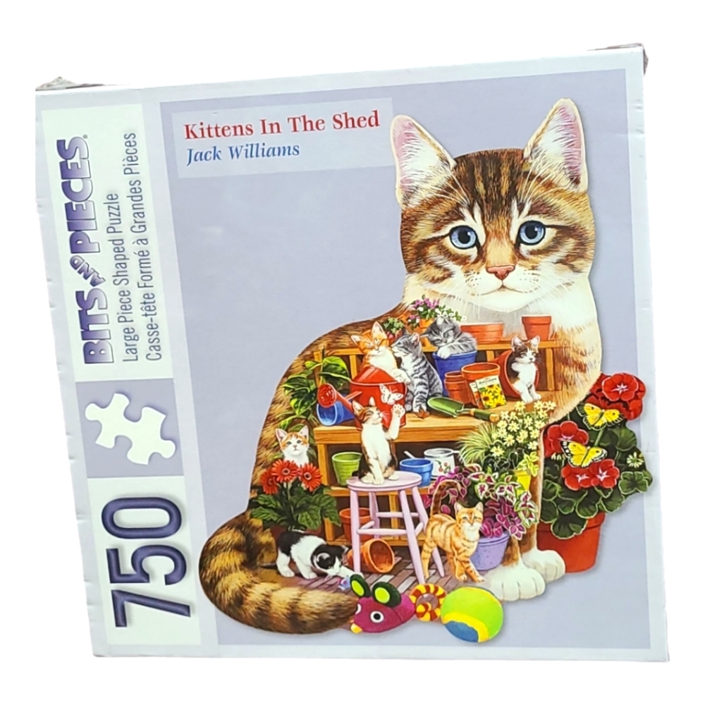 NEW BITS & PIECES Large Piece Shaped KITTENS N THE SHED Jack Williams  750-piece